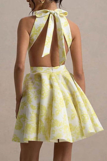 A-Line Mini Print Casual Wedding Guest Dresses 897041198034 - COCOMELODY