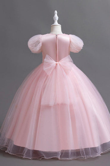 A-Line Puff Sequin Bodice Tulle Floor Length Flower Girl Dresses 1030166757902 - 7 Days / Blue / 110cm - COCOMELODY