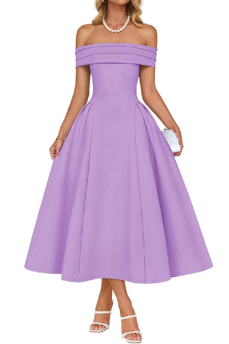 A-Line Tea Length Satin Formal Wedding Guest Dresses B0DS8NJRR3