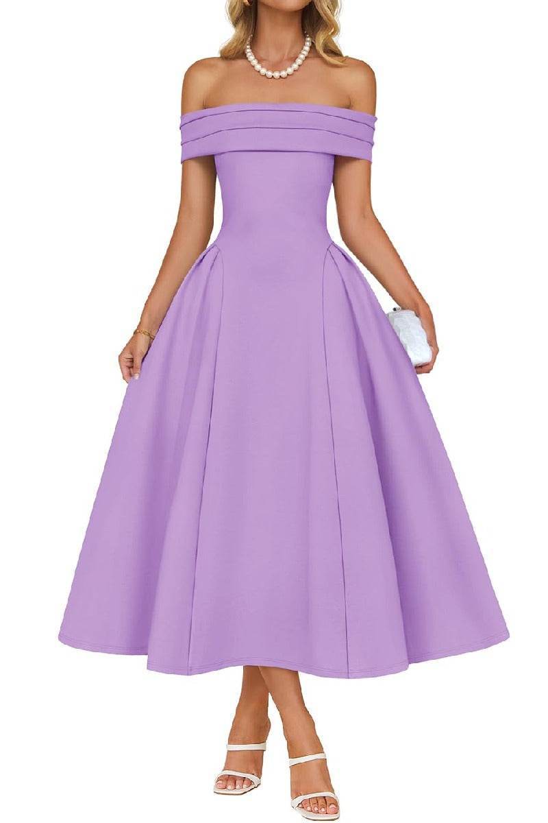 A-Line Midi Satin Formal Wedding Guest Dresses B0DS8NJRR3 - COCOMELODY