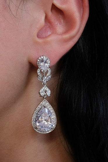 Luxury Long Drop Crystal Teardrop Cubic Zirconia Dangle Earrings 941077396222