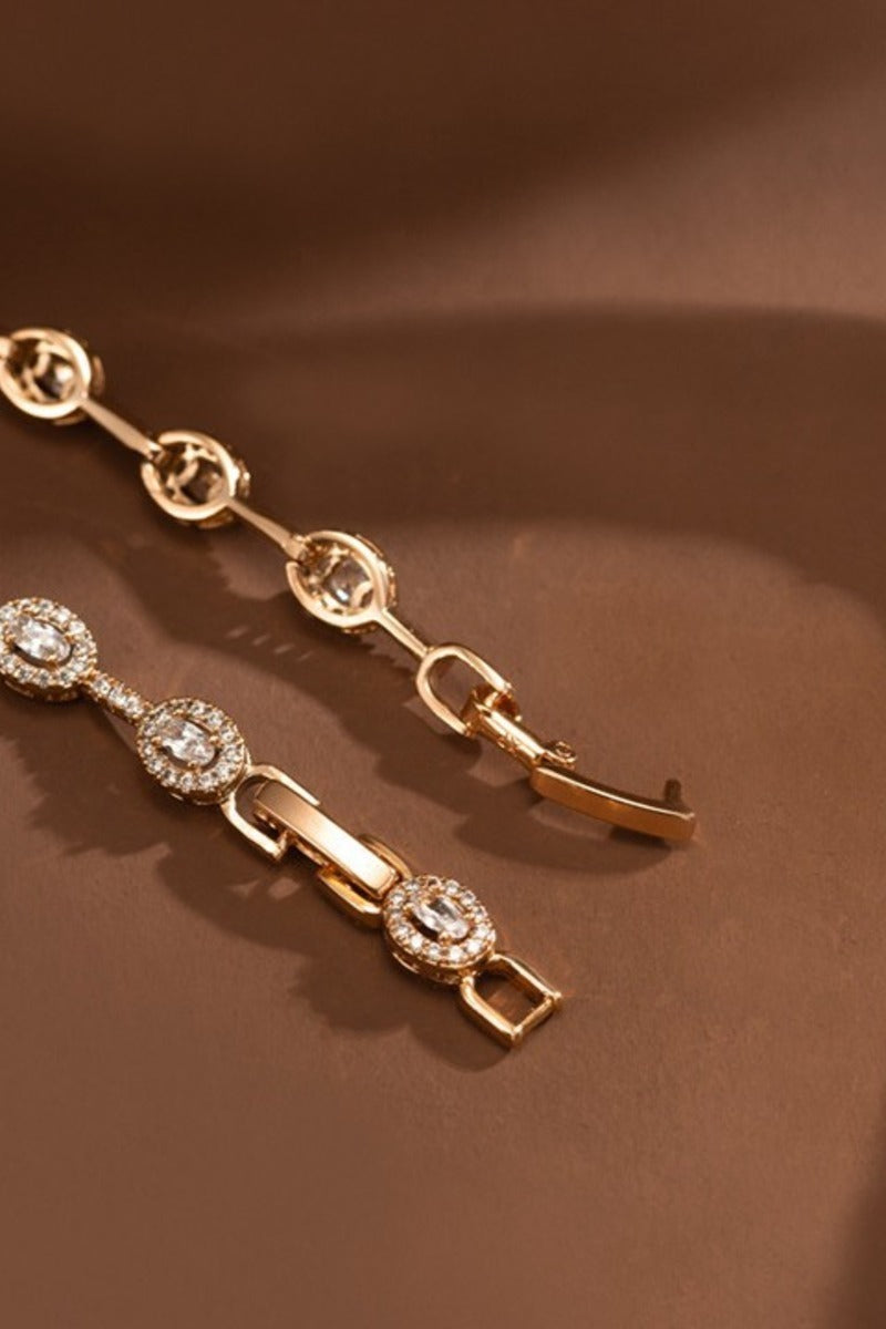 Vintage Luxury Egg Shape CZ Bracelet Plated Fully Paved Cubic Zirconia Link 844892302461