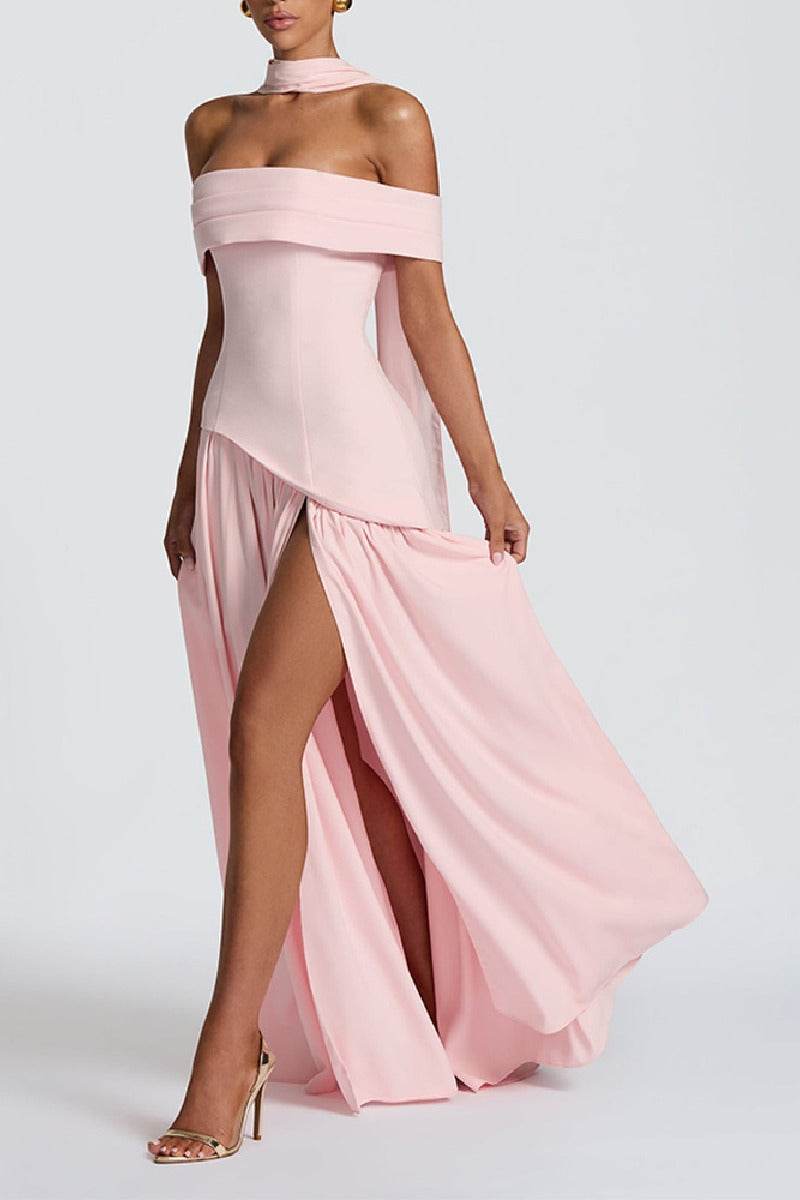 A-Line Maxi Knitted Fabric Dress 970800986791 - COCOMELODY