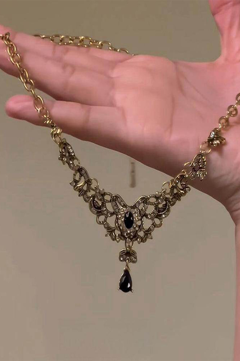 Palace wind zircon water drop necklace 799475271781