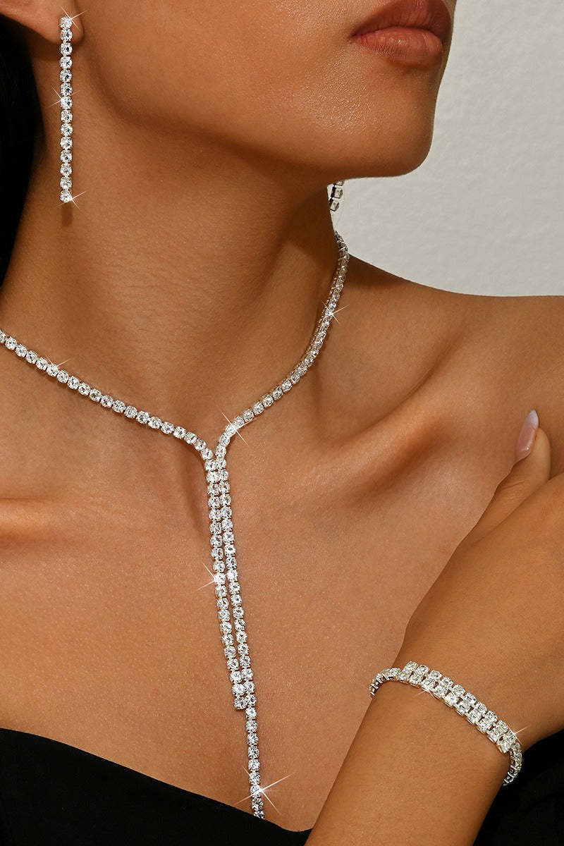 Classic Zircon Wedding Bracelet/Earrings/Necklace Jewelry Sets (Set of 3) 845056946494