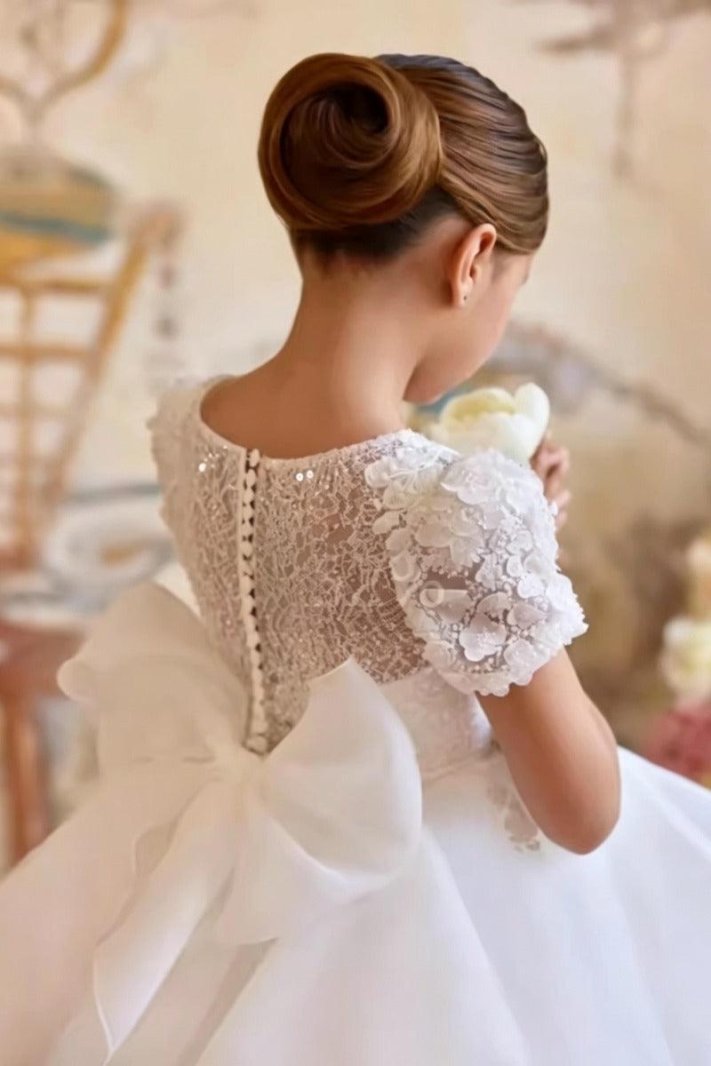 Ball Gown Sweep-Brush Train Ruffle Tulle Flower Girl Dresses 1030415759128 - 10 Days / White / 2 - COCOMELODY