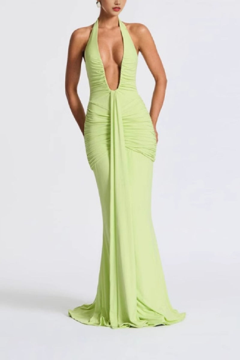 Mermaid Floor length Knitted Semi Formal Wedding Guest Dresses 917018224683