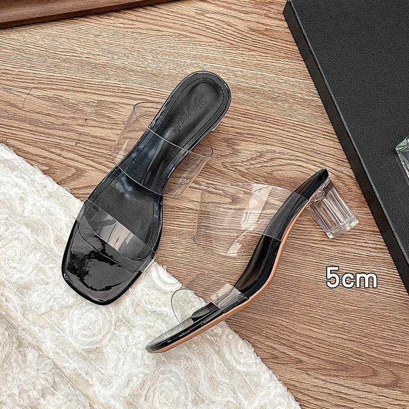 Chunky-heeled transparent sandals 718875447541 - COCOMELODY