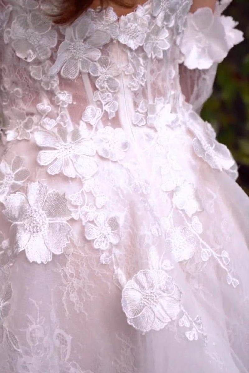 A-Line Short-Mini Lace Tulle Little White Dress 100027 - COCOMELODY