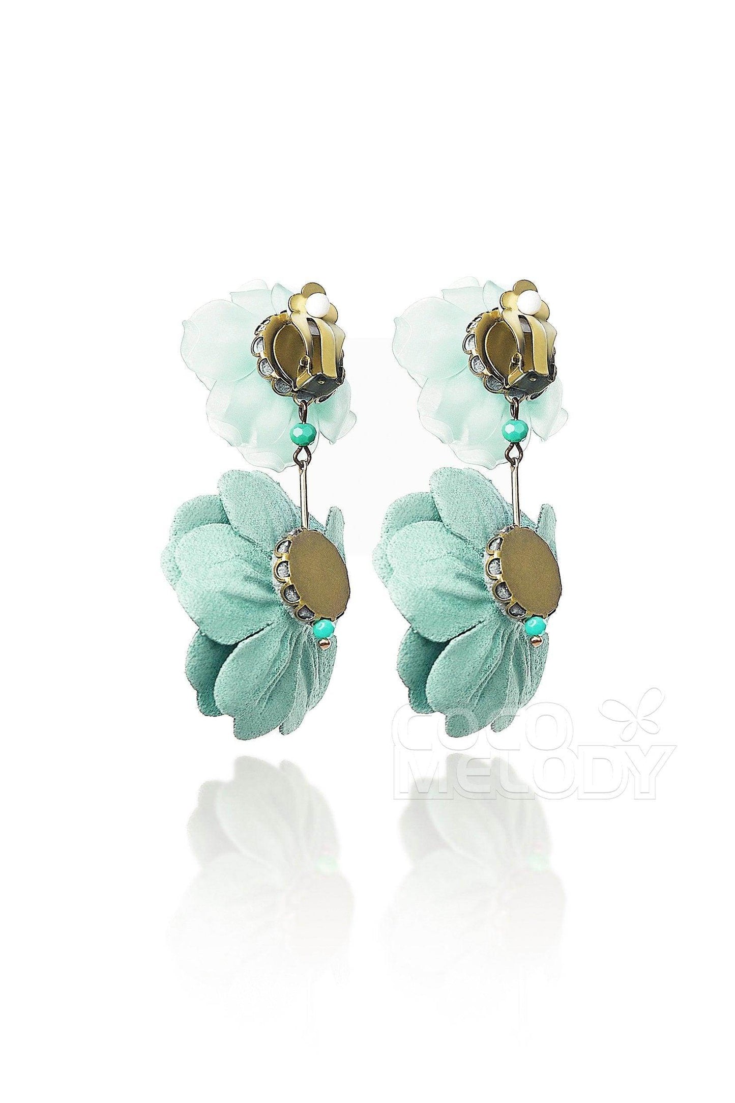Fashion Flower Wedding Earrings with Beading HG18002 - COCOMELODY