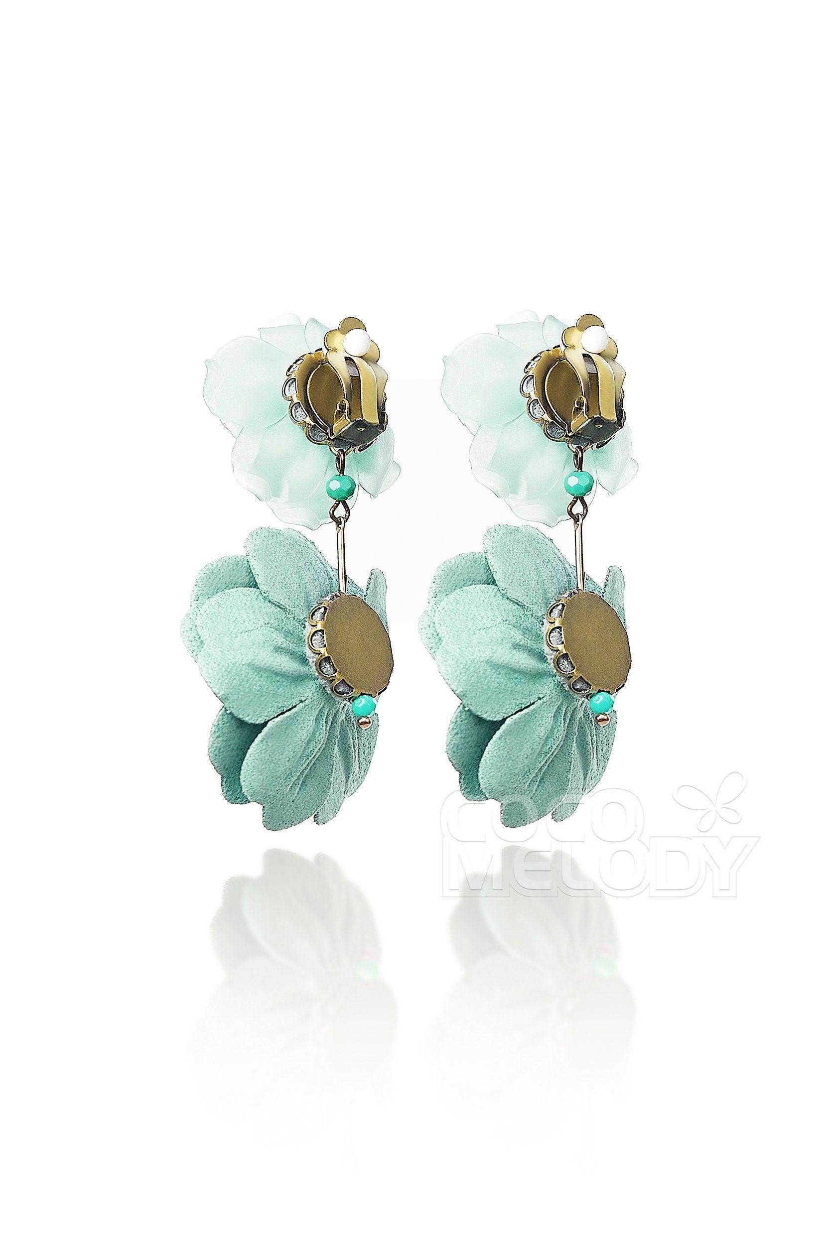 Fashion Flower Wedding Earrings with Beading HG18002 - COCOMELODY
