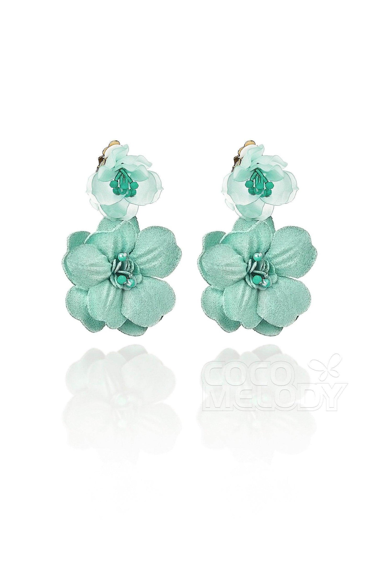 Fashion Flower Wedding Earrings with Beading HG18002 - COCOMELODY