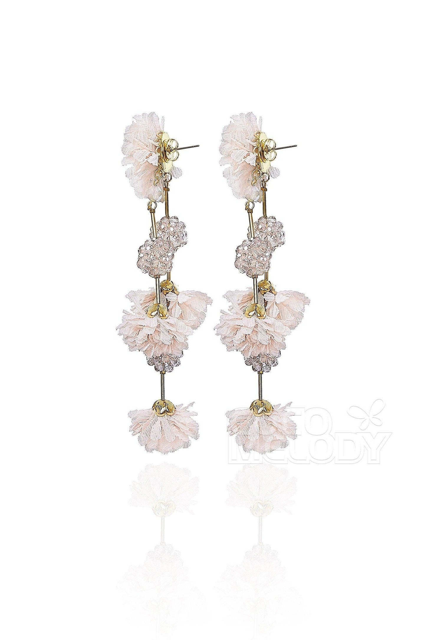Graceful Flower Wedding Earrings with Beading HG18003 - COCOMELODY