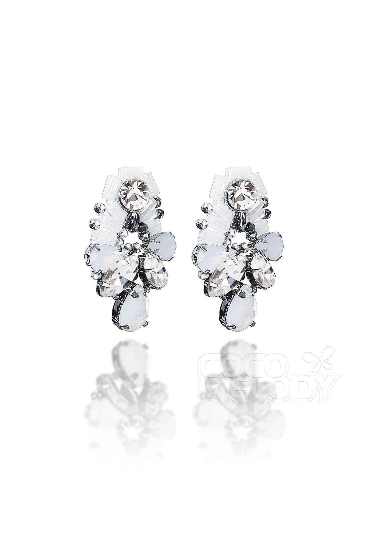 Elegant Zircon Wedding Earrings with Jewel HG18011 - COCOMELODY