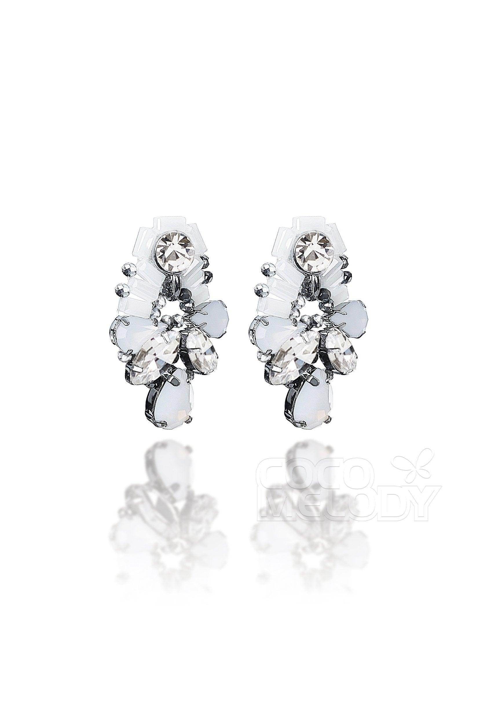 Elegant Zircon Wedding Earrings with Jewel HG18011 - COCOMELODY