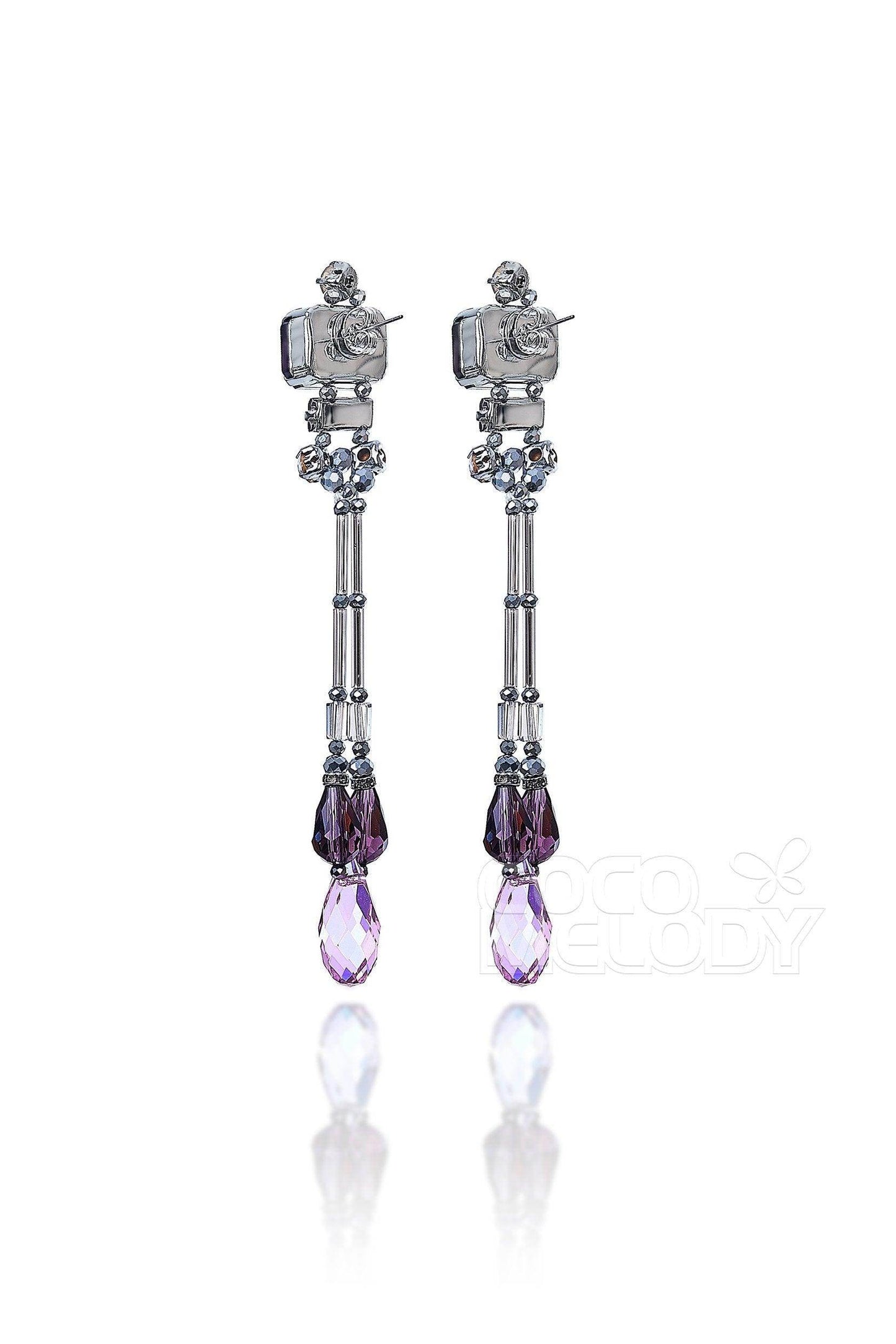 Modern Zircon Wedding Earrings with Jewel Beading HG18014 - COCOMELODY