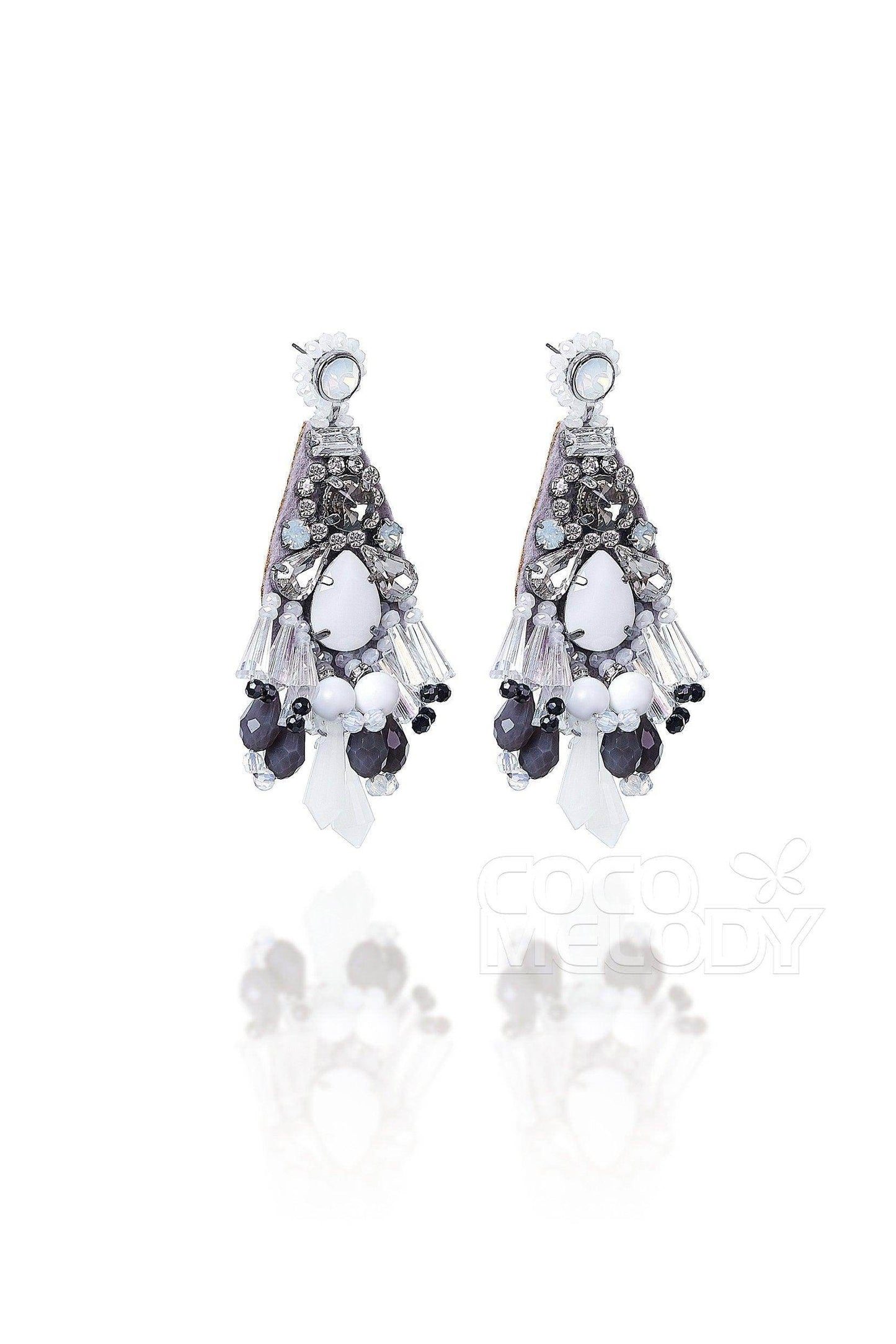 Chic Zircon Wedding Earrings with Jewel and Beading HG18016 - COCOMELODY