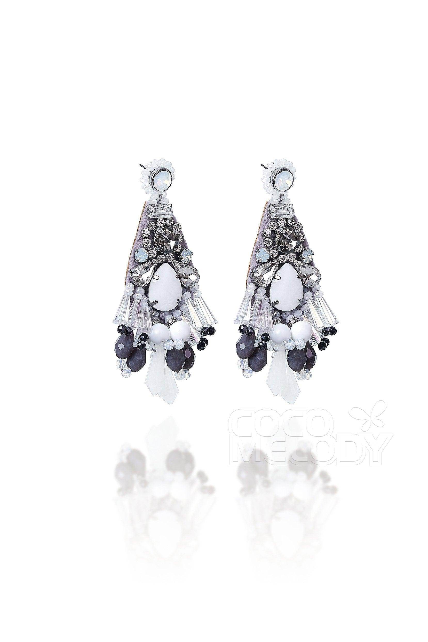 Chic Zircon Wedding Earrings with Jewel and Beading HG18016 - COCOMELODY