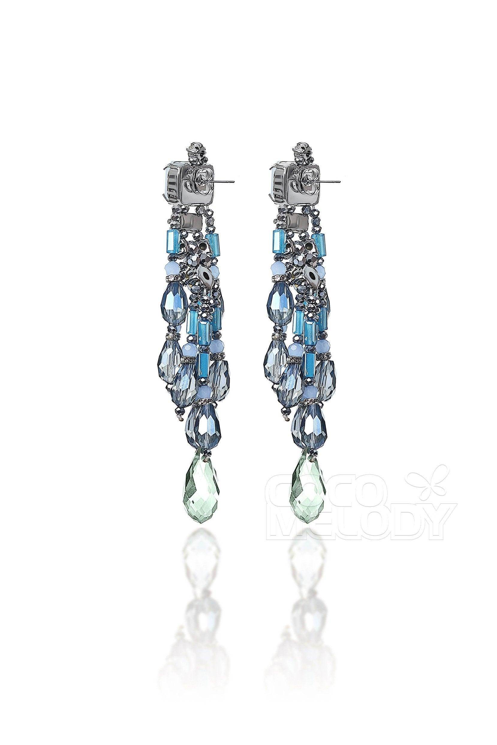 Fashion Zircon Wedding Earrings with Jewel Beading HG18018 - COCOMELODY