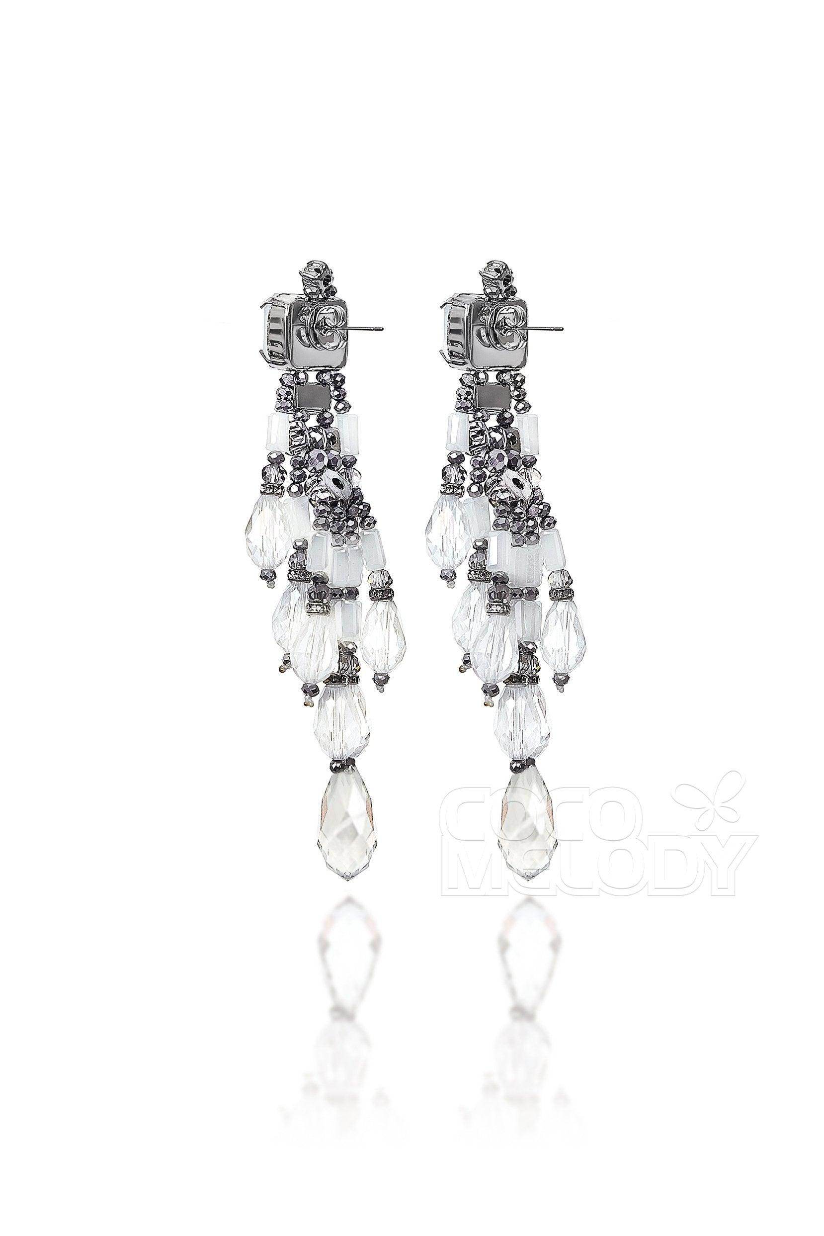 Fashion Zircon Wedding Earrings with Jewel Beading HG18018 - COCOMELODY