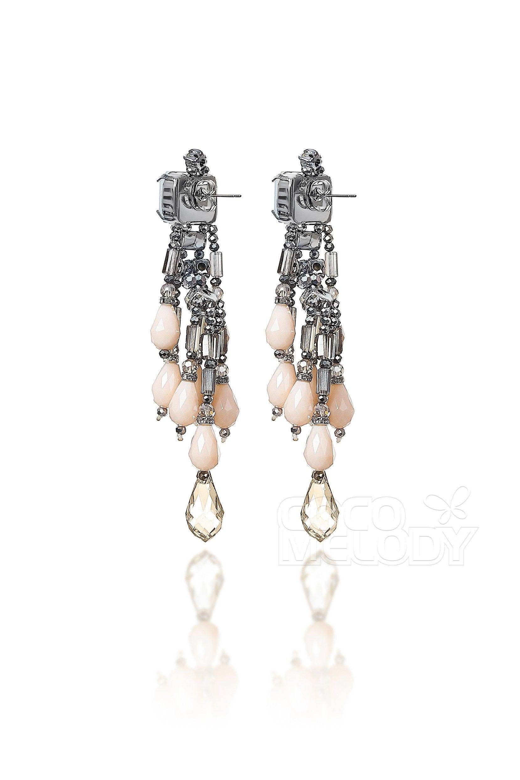 Fashion Zircon Wedding Earrings with Jewel Beading HG18018 - COCOMELODY