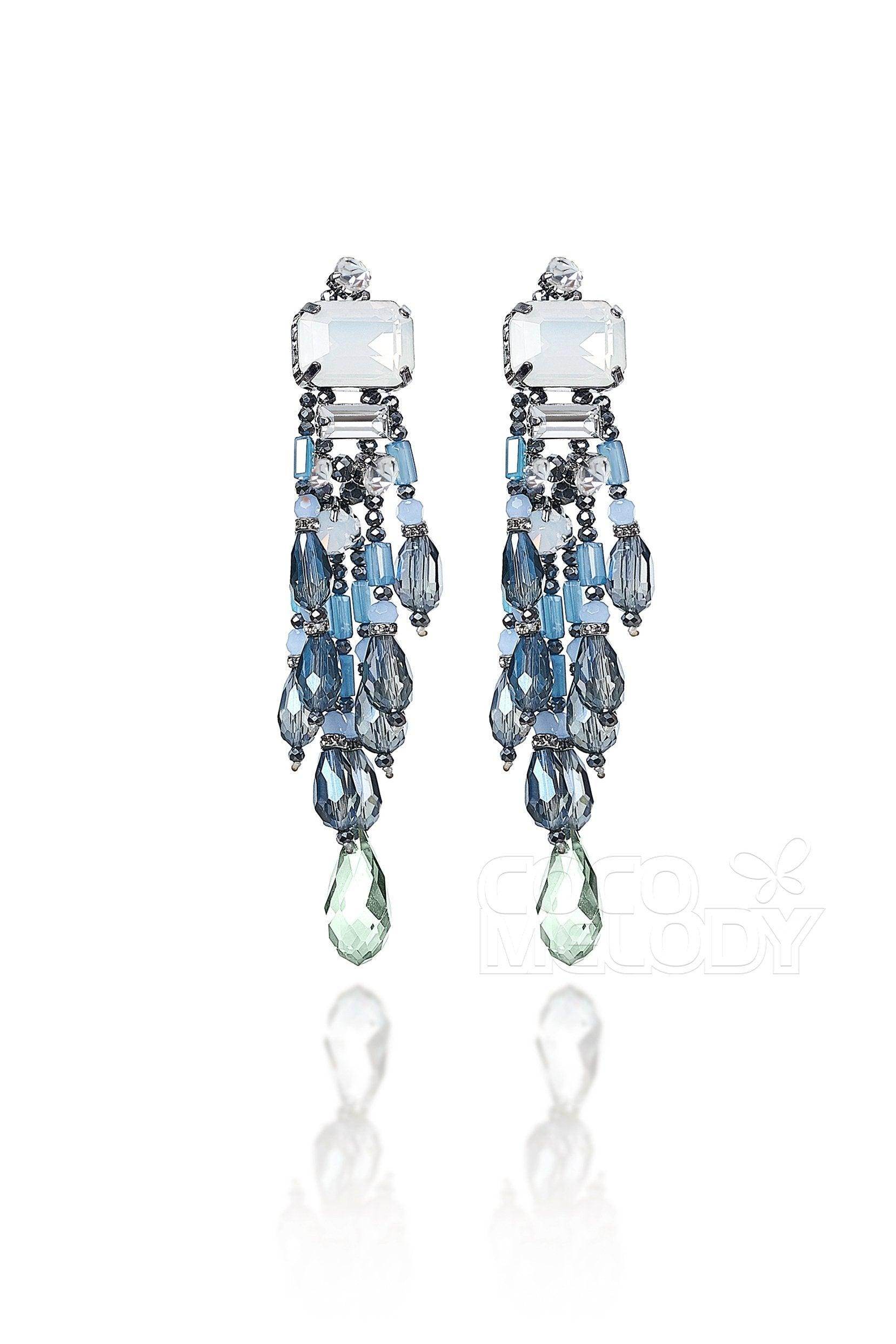 Fashion Zircon Wedding Earrings with Jewel Beading HG18018 - COCOMELODY