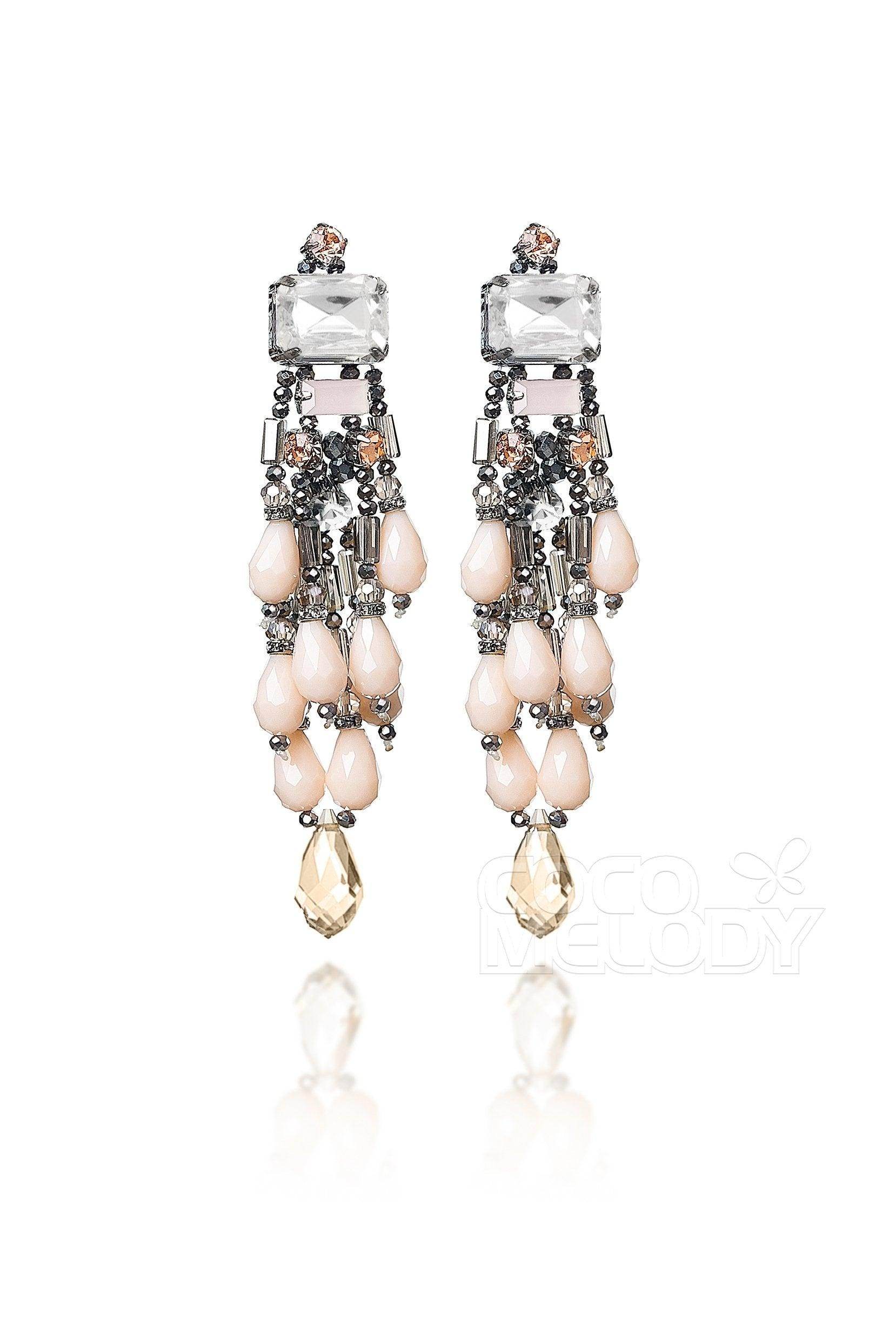 Fashion Zircon Wedding Earrings with Jewel Beading HG18018 - COCOMELODY