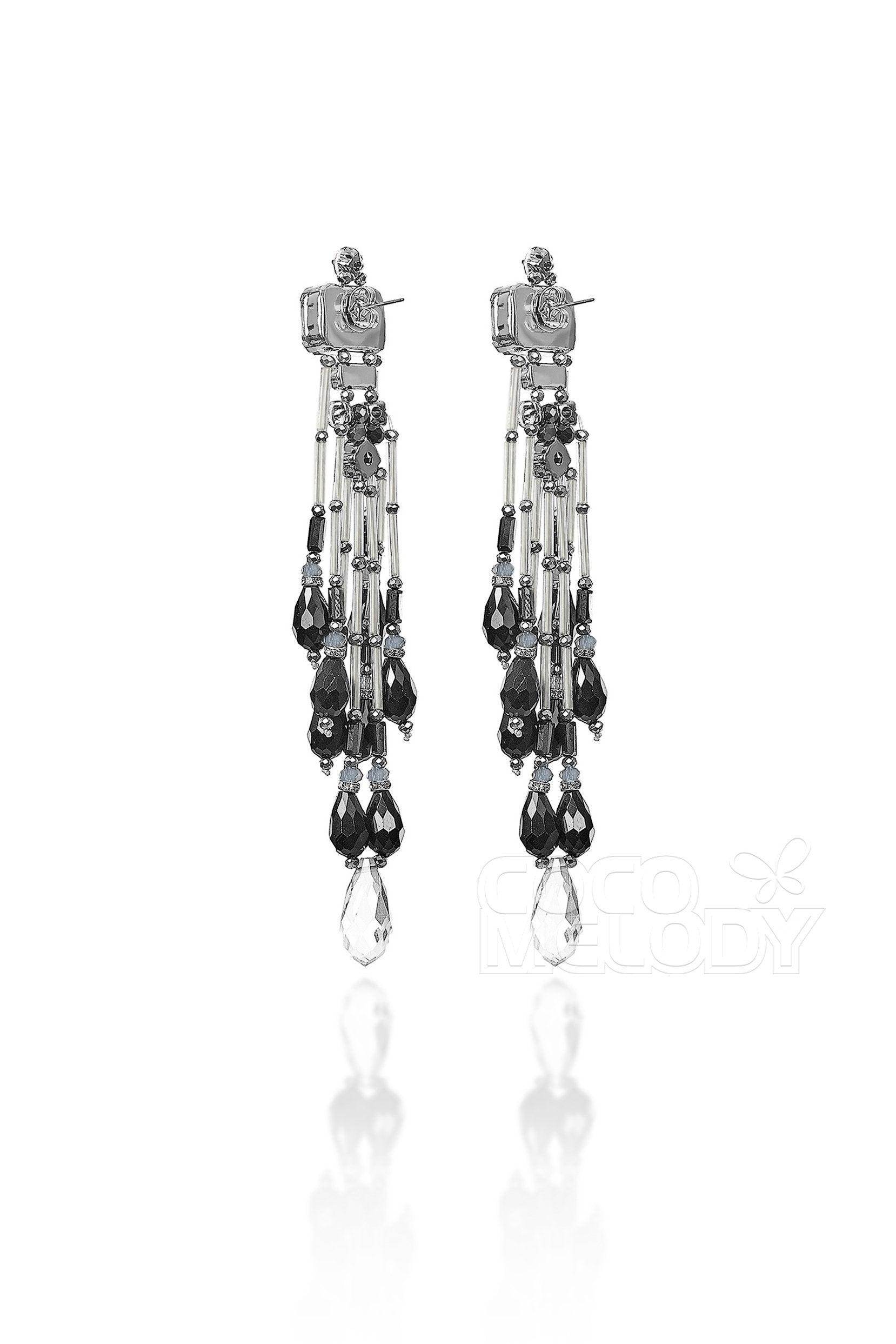 Fashion Zircon Wedding Earrings with Jewel Beading HG18019 - COCOMELODY