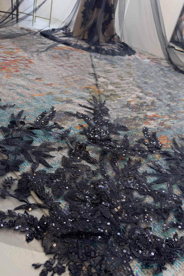 One-tier Lace Edge Lace Tulle Cathedral Veils with Appliques Beading CV0336 - COCOMELODY