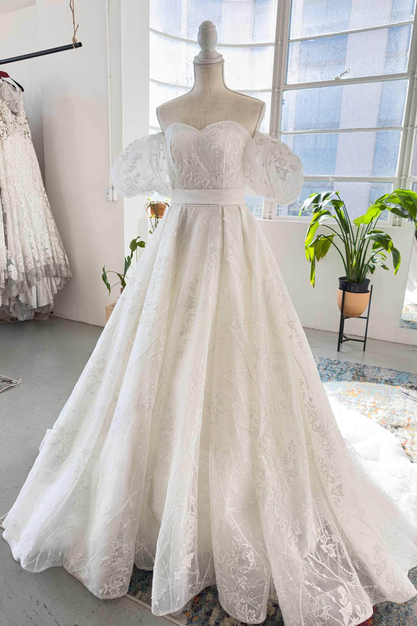 A-Line Chapel Train Lace Tulle Wedding Dress CW2986 - COCOMELODY