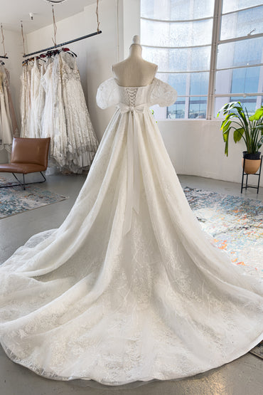 A-Line Chapel Train  Lace Tulle Wedding Dress CW2986
