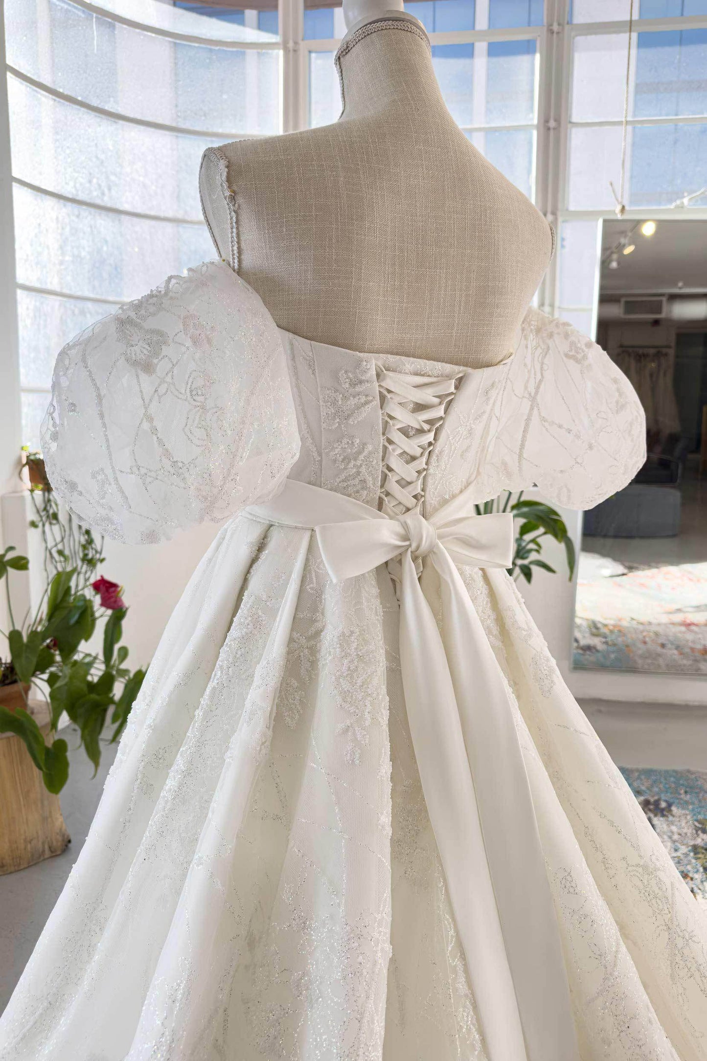 A-Line Chapel Train Lace Tulle Wedding Dress CW2986 - COCOMELODY