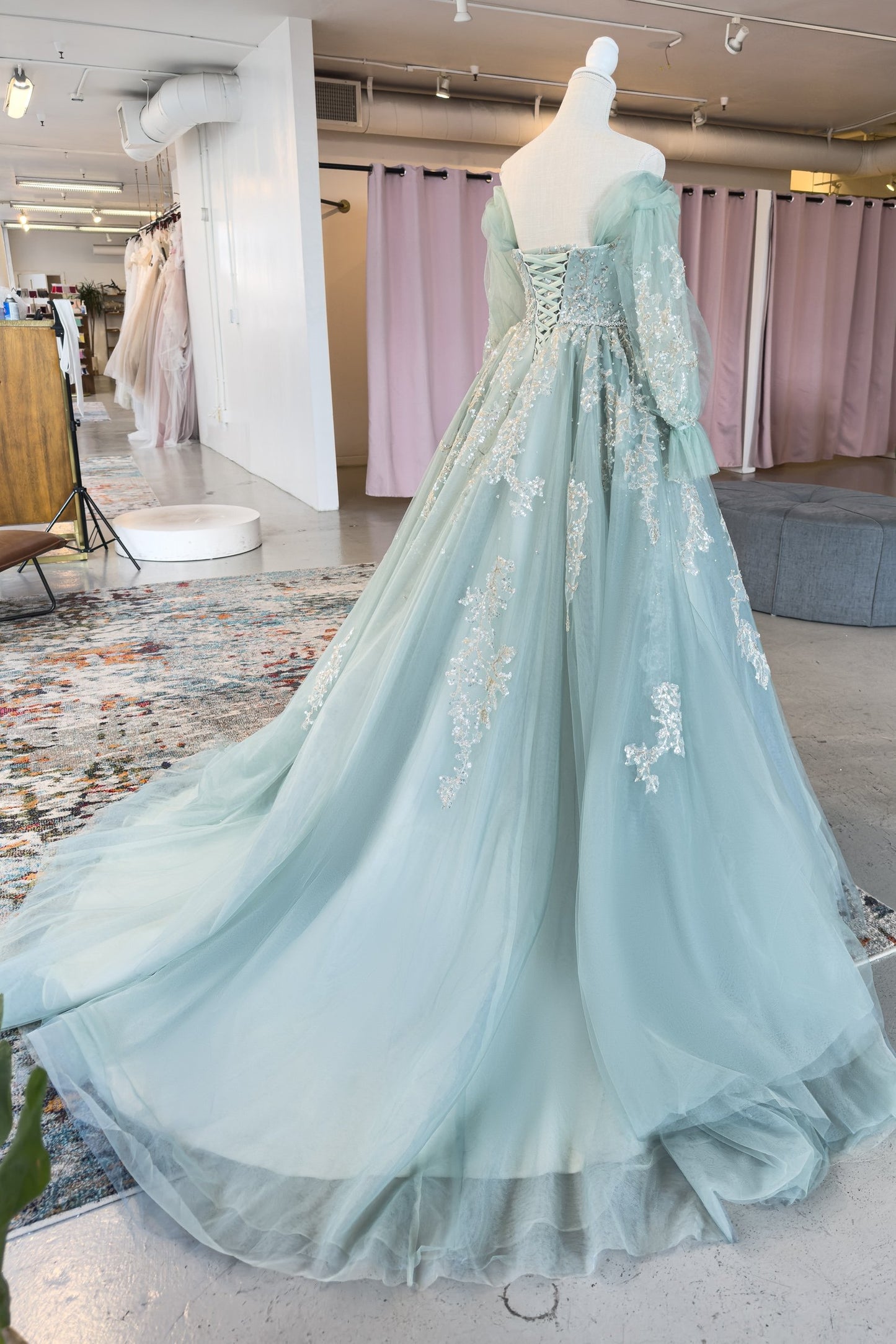 Princess Chapel Train Lace Tulle Wedding Dress CW3070
