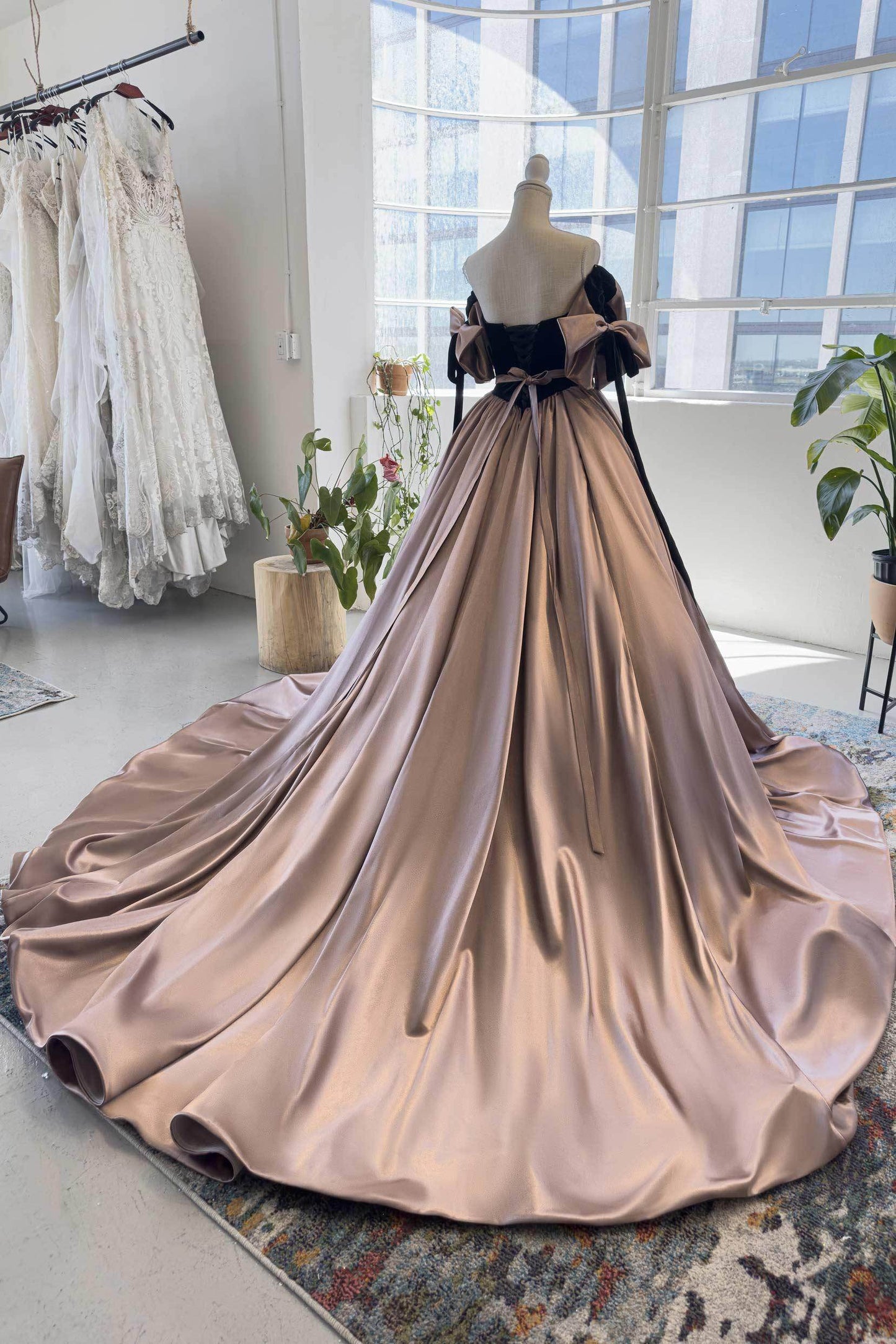 A-Line Chapel Train Satin Wedding Dress CW2990 - COCOMELODY