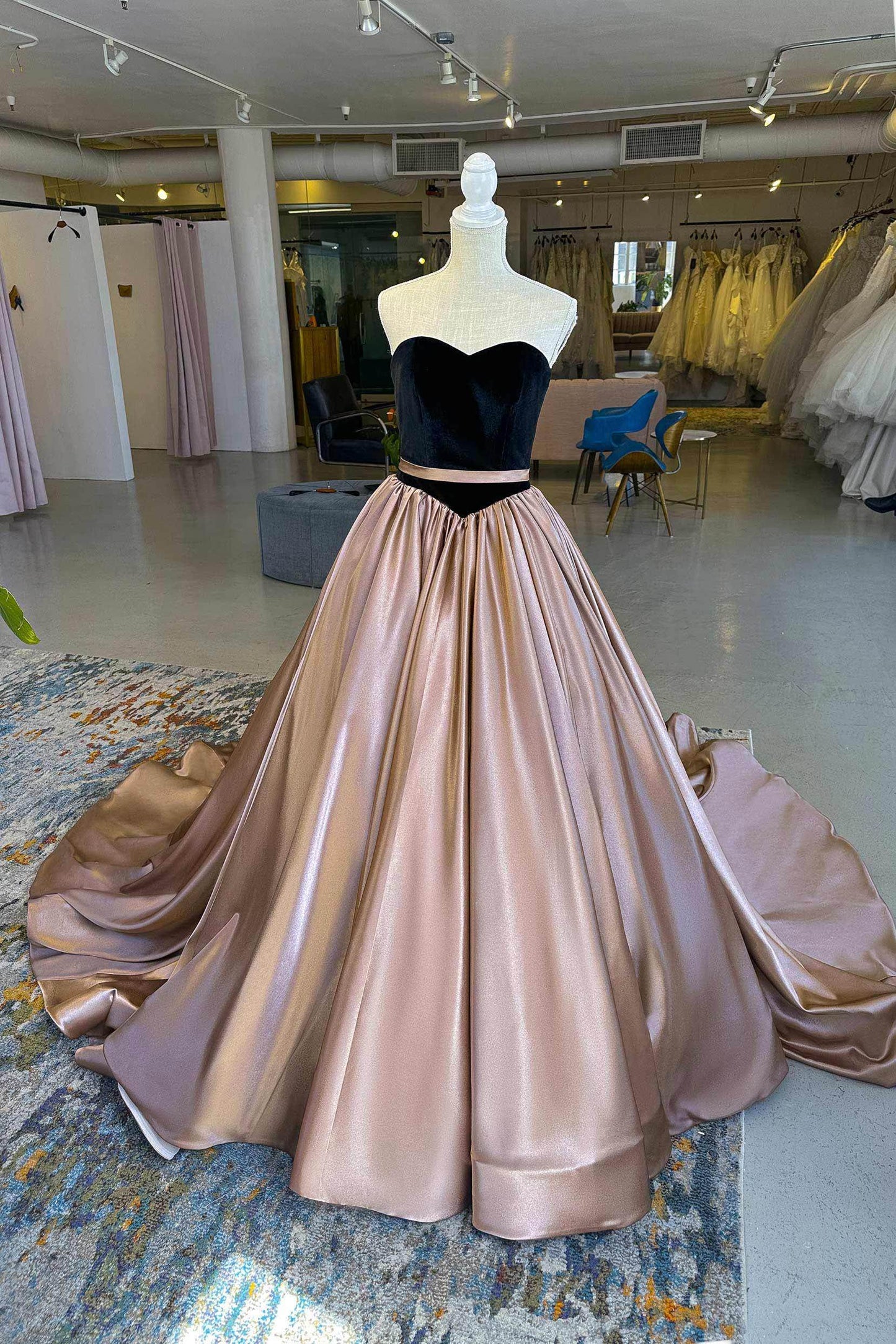 A-Line Chapel Train Satin Wedding Dress CW2990 - COCOMELODY