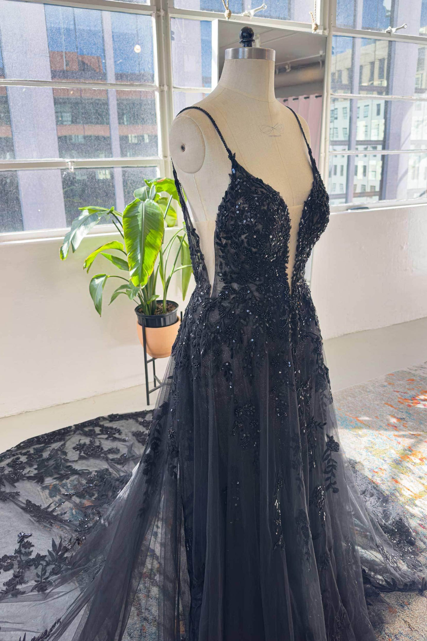 A-Line Cathedral Train Lace Tulle Wedding Dress CW3006 - COCOMELODY