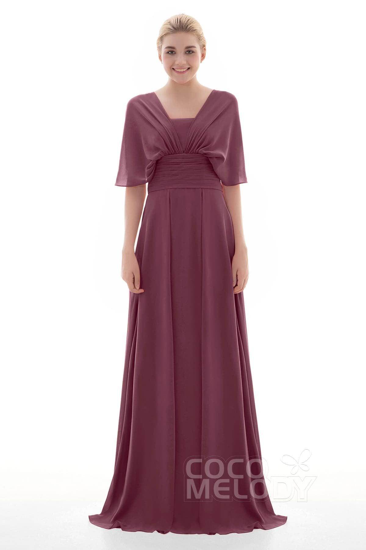 Sheath Floor Length Chiffon Bridesmaid Dress JOZF15001 - COCOMELODY
