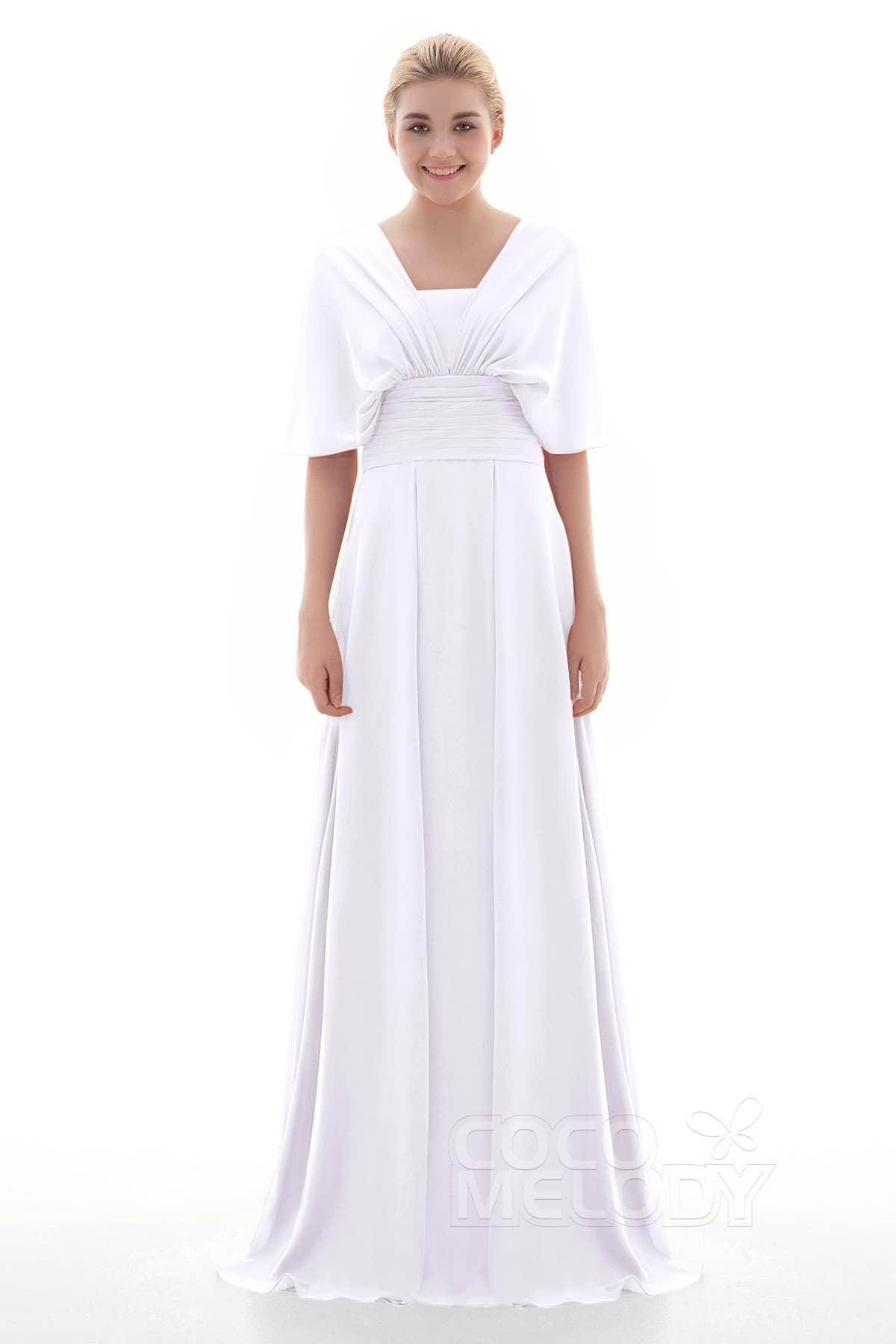 Sheath Floor Length Chiffon Bridesmaid Dress JOZF15001 - COCOMELODY