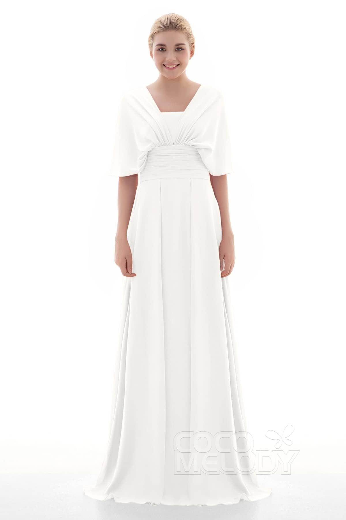 Sheath Floor Length Chiffon Bridesmaid Dress JOZF15001 - COCOMELODY