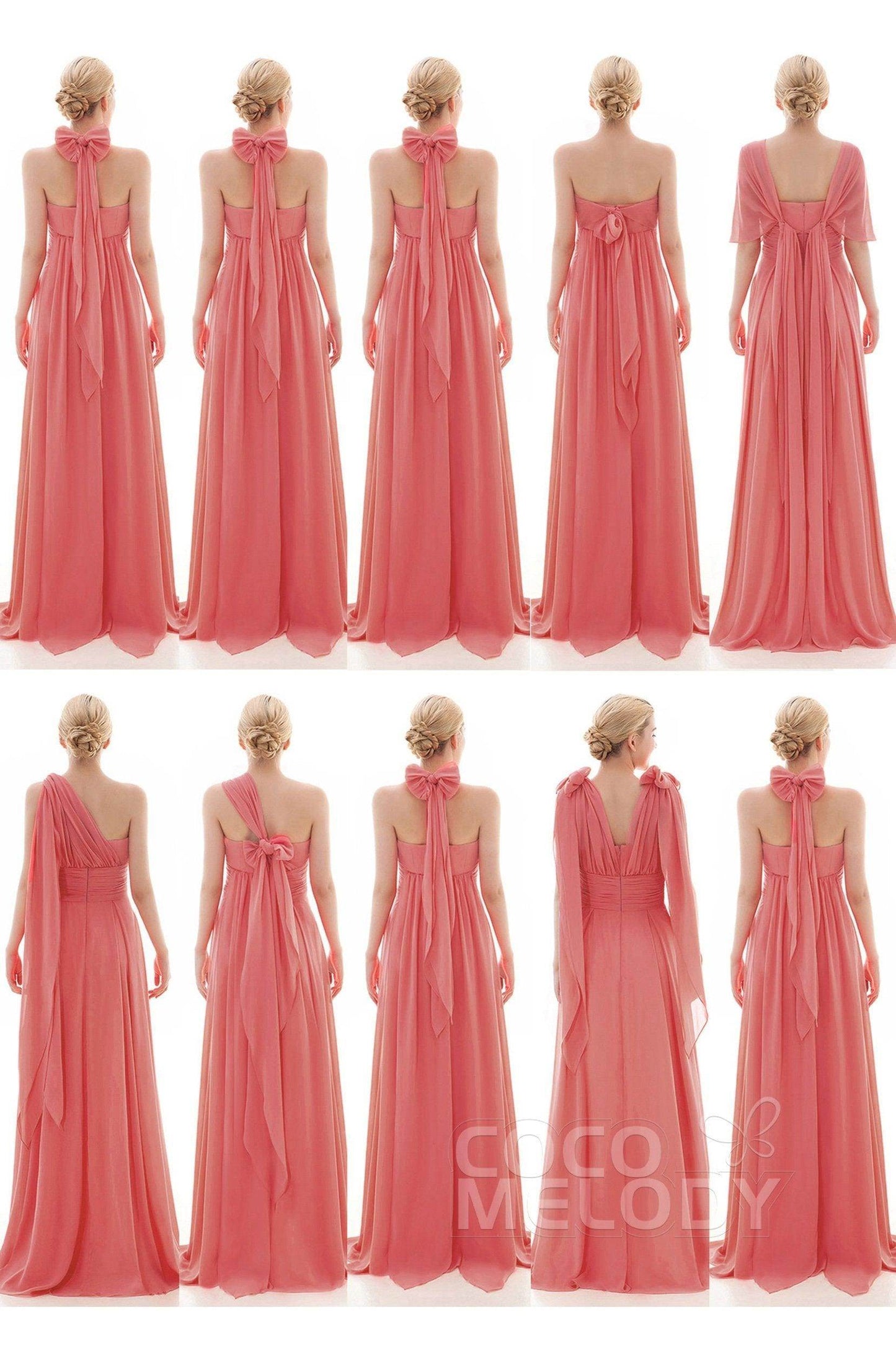Sheath Floor Length Chiffon Bridesmaid Dress JOZF15001 - COCOMELODY