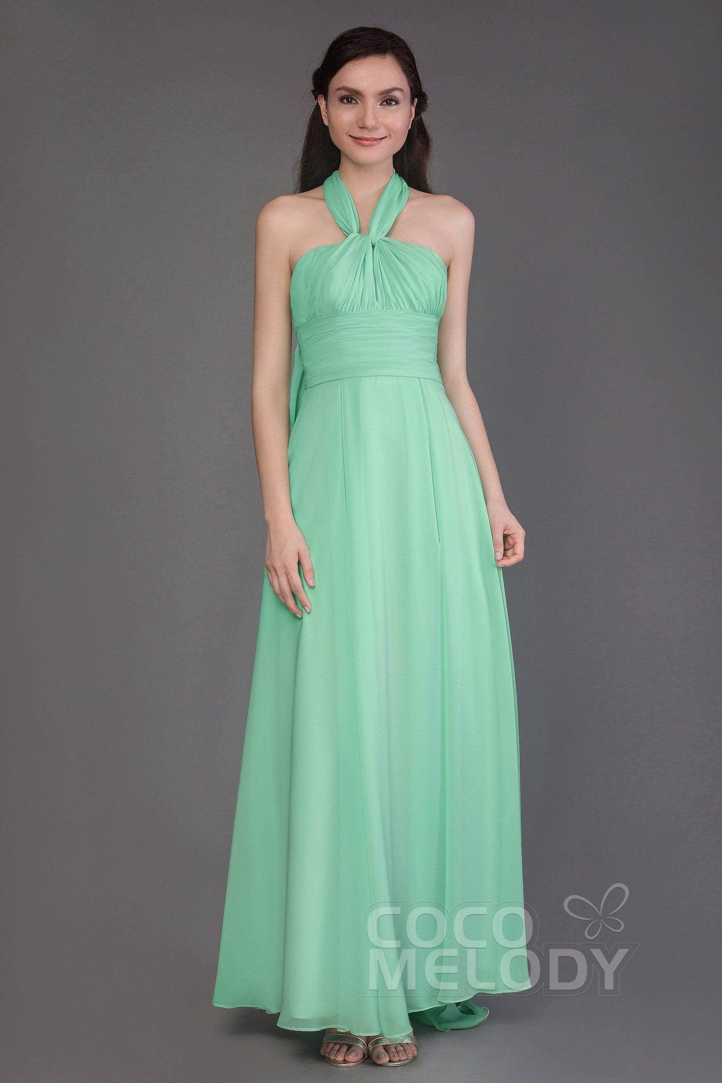 Sheath Floor Length Chiffon Bridesmaid Dress JOZF15001 - COCOMELODY