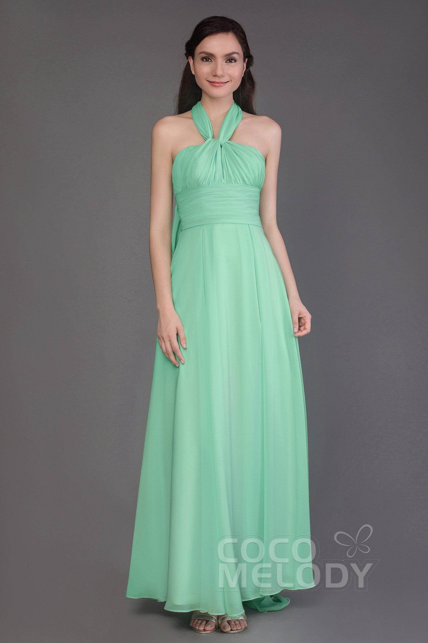 Sheath Floor Length Chiffon Bridesmaid Dress JOZF15001 - COCOMELODY