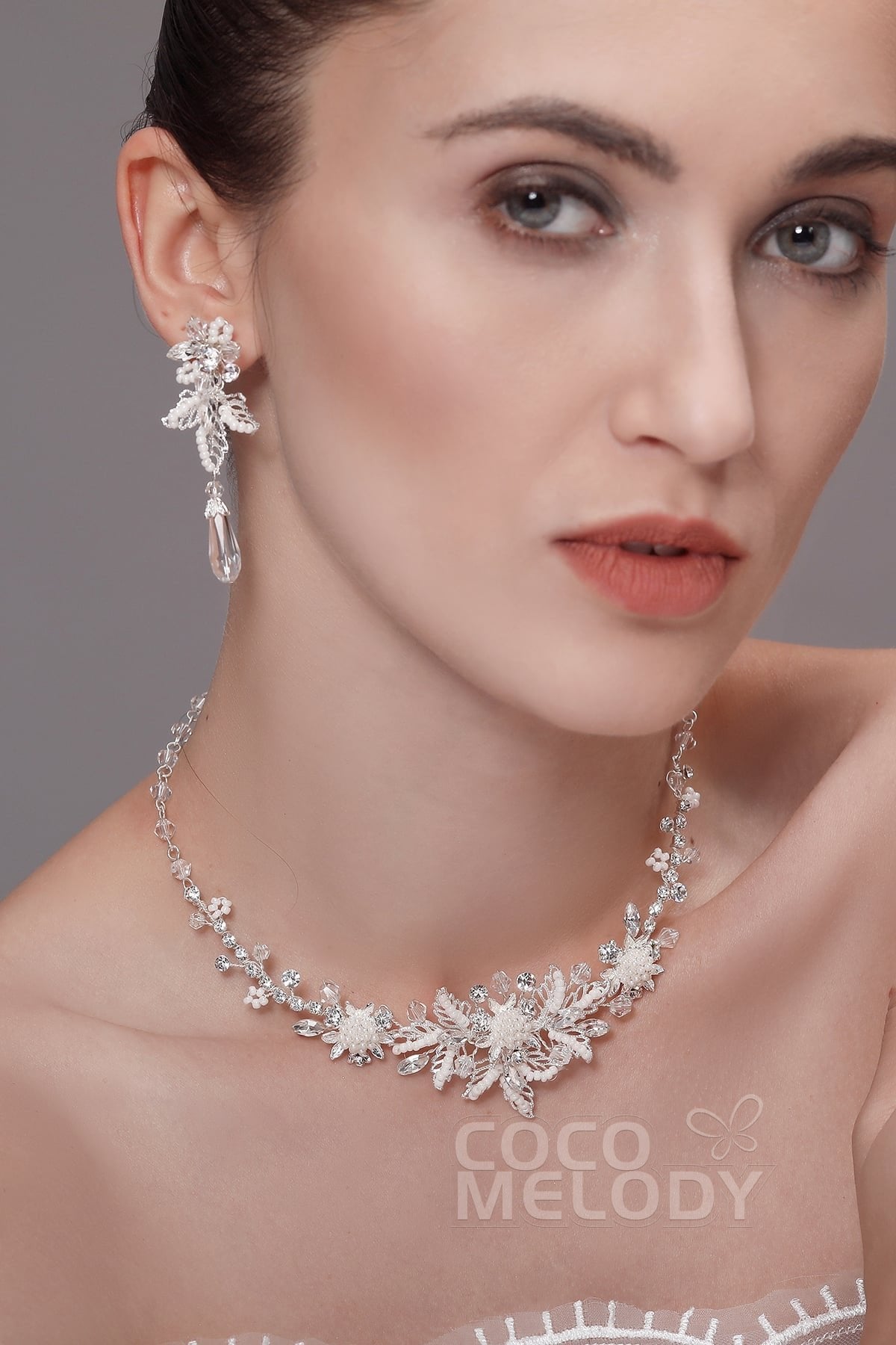 Zircon Wedding Necklace and Earrings Jewelry JS17003