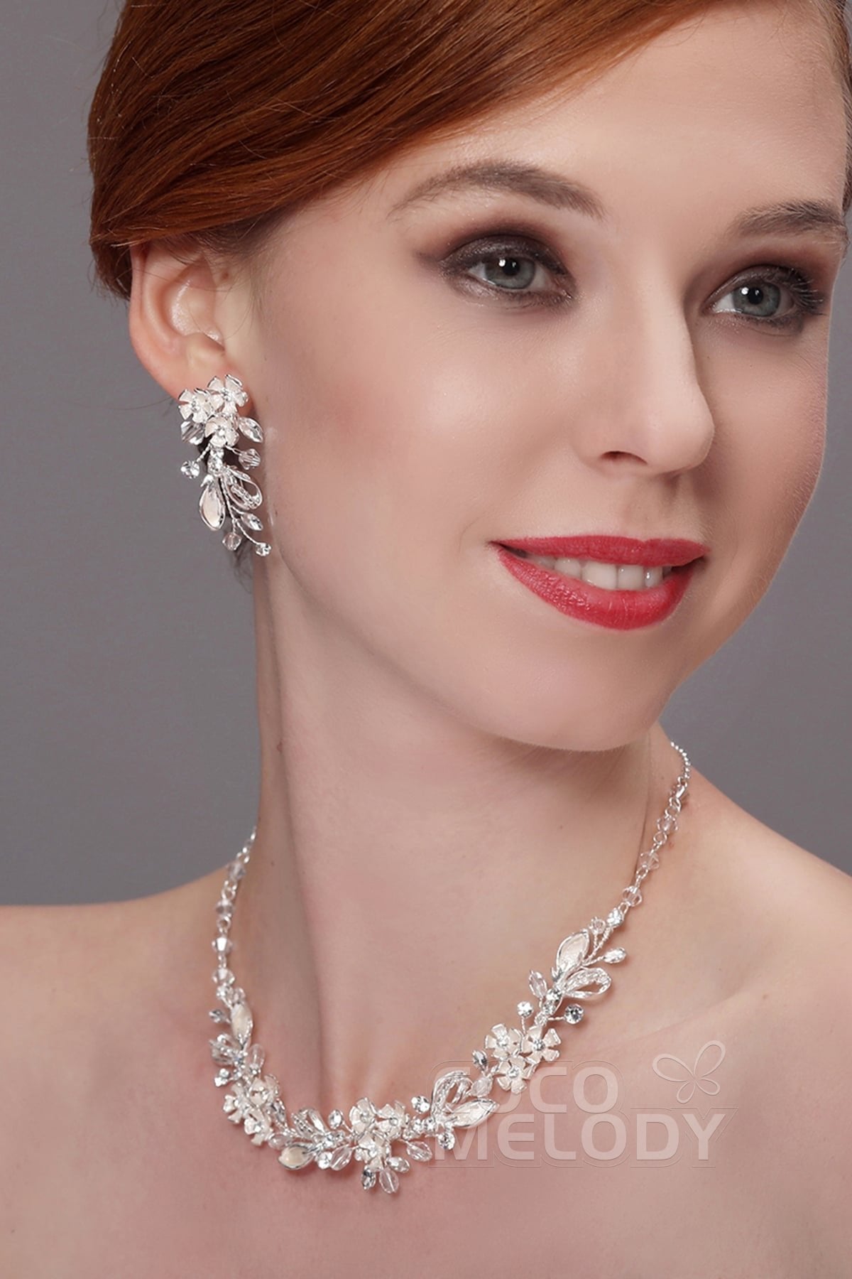 Zircon Wedding Necklace and Earrings Jewelry JS17005