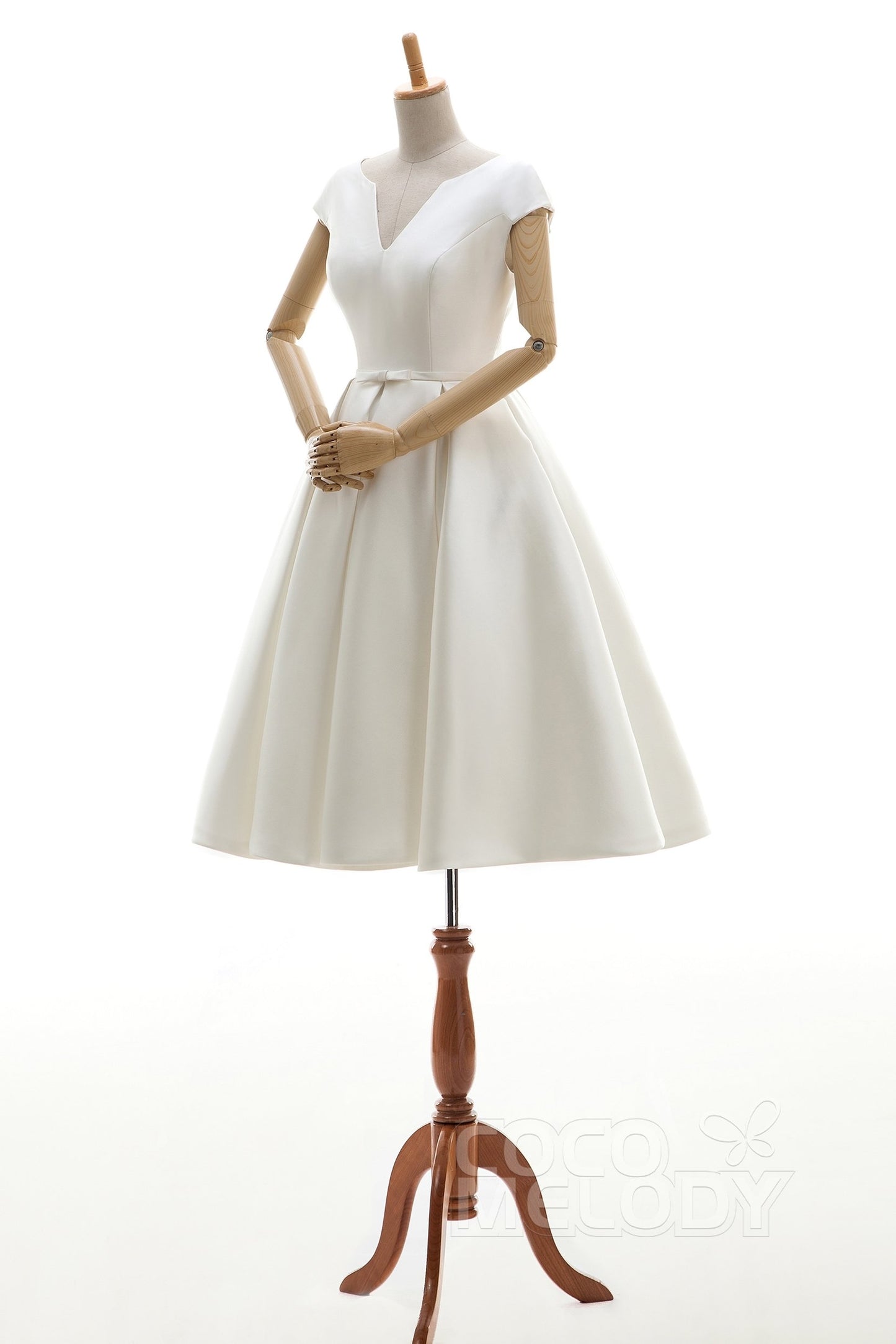 A-Line Knee Length Satin Wedding Dress JWLK16001