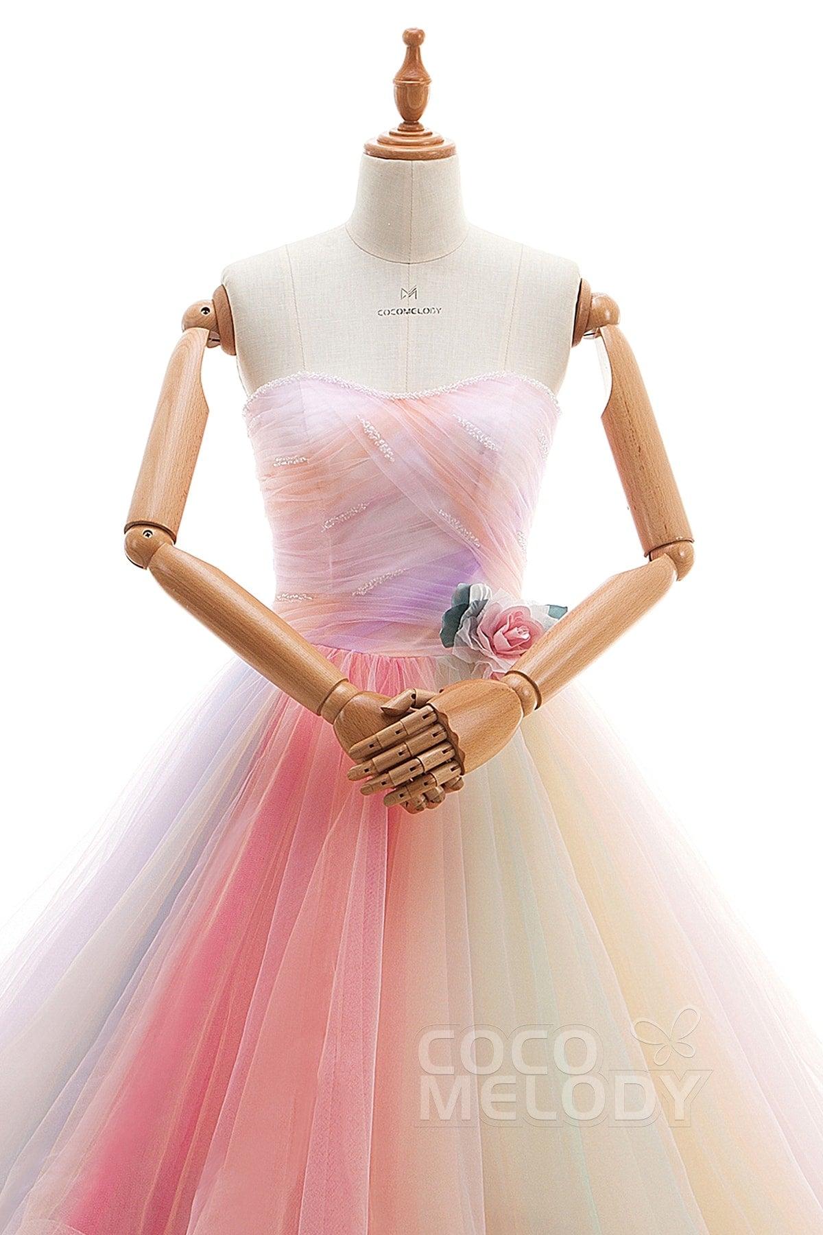 A Line Court Train Tulle Wedding Dress JWLT15067CR - 3 Days / As Picture / JP5 - COCOMELODY