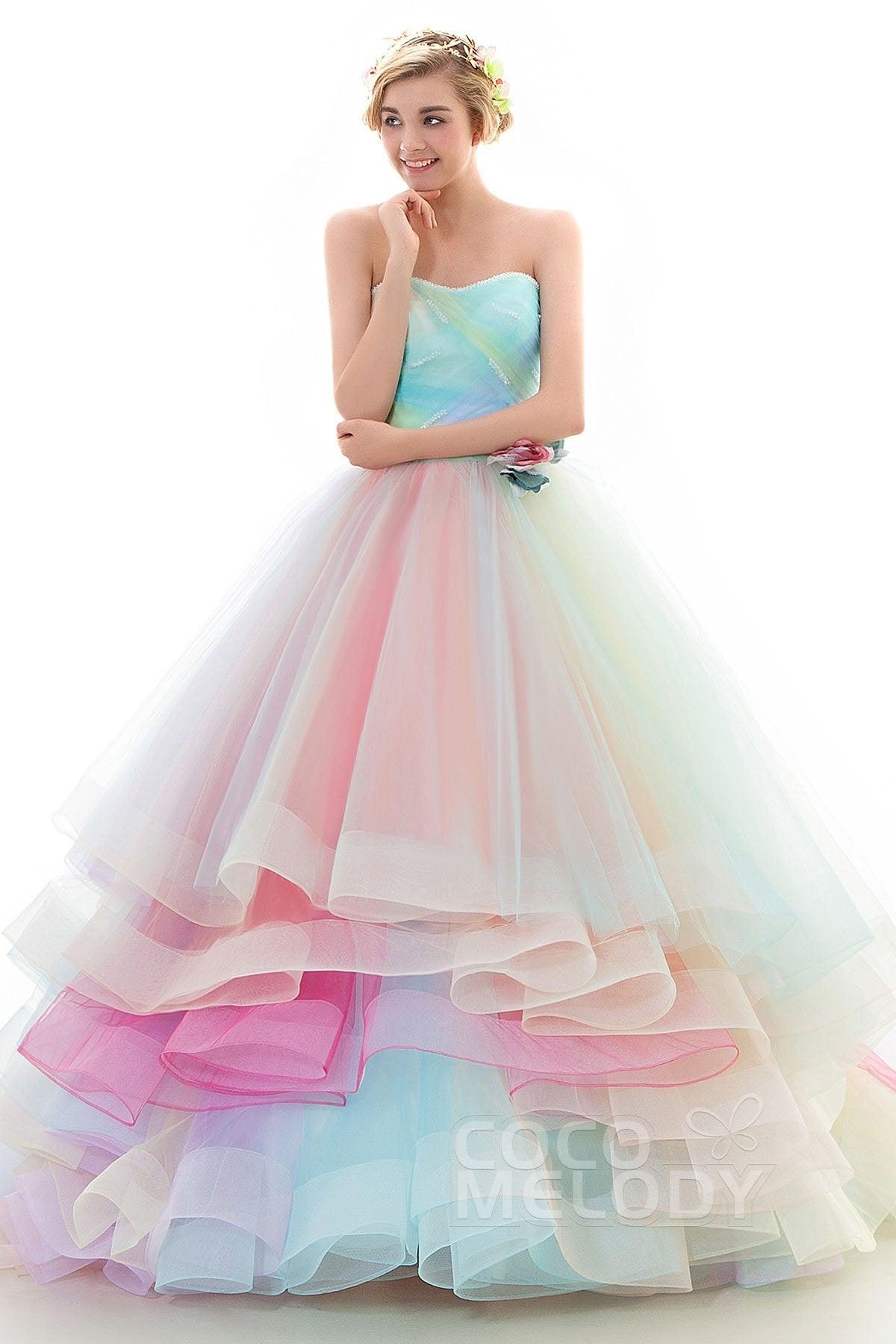 COCOMELODY A Line Court Train Tulle Wedding Dress JWLT15067 