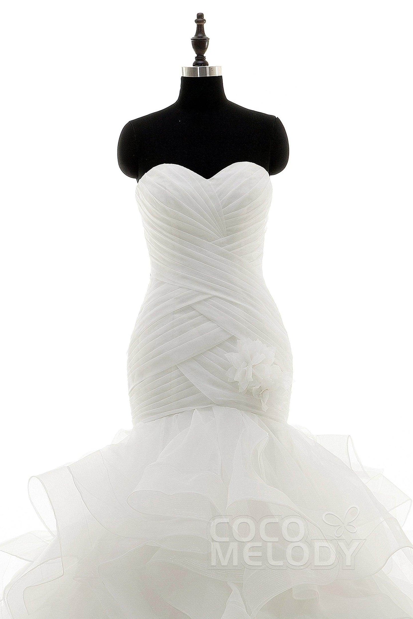Trumpet-Mermaid Court Train Organza Wedding Dress LD3817 - COCOMELODY
