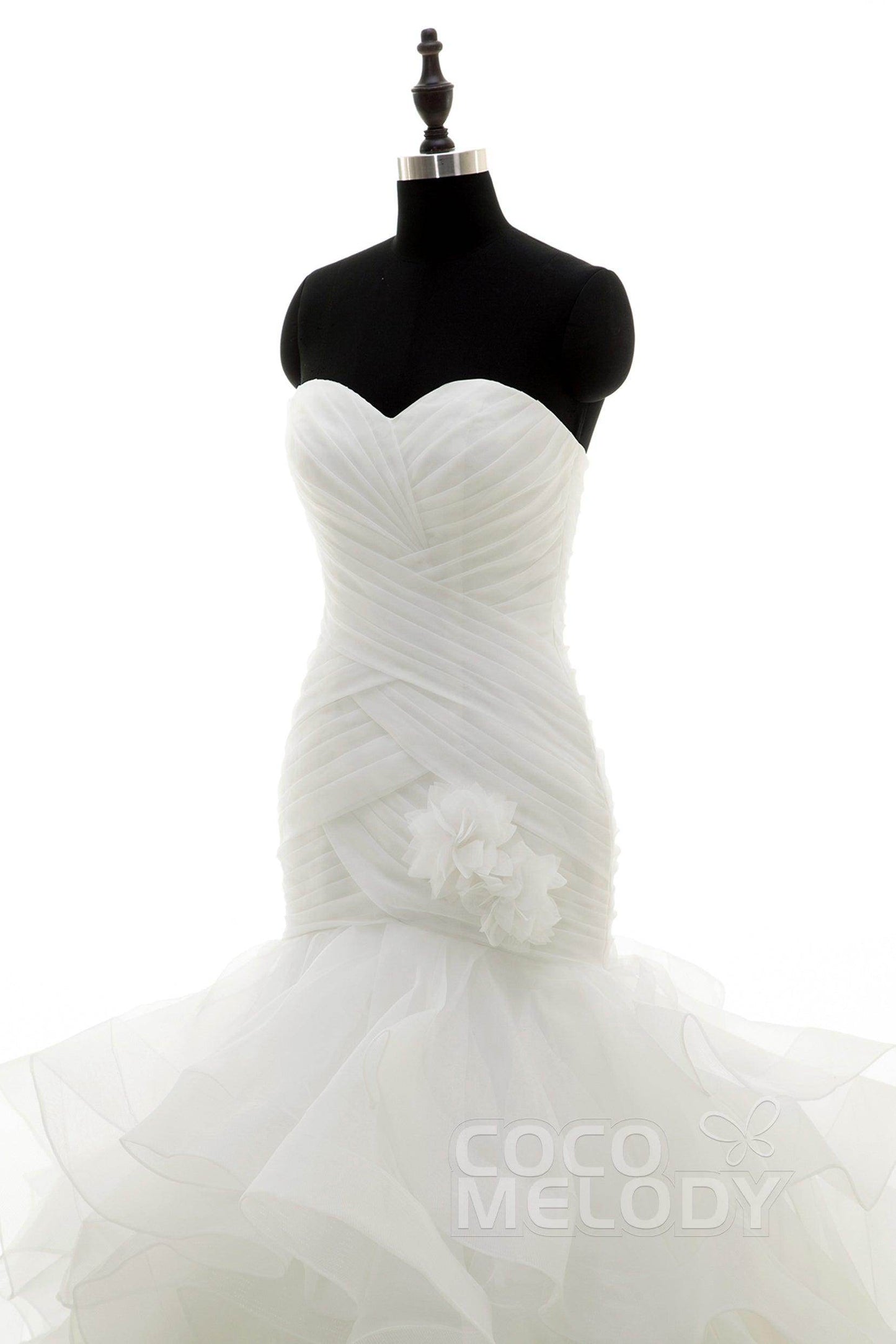 Trumpet-Mermaid Court Train Organza Wedding Dress LD3817 - COCOMELODY