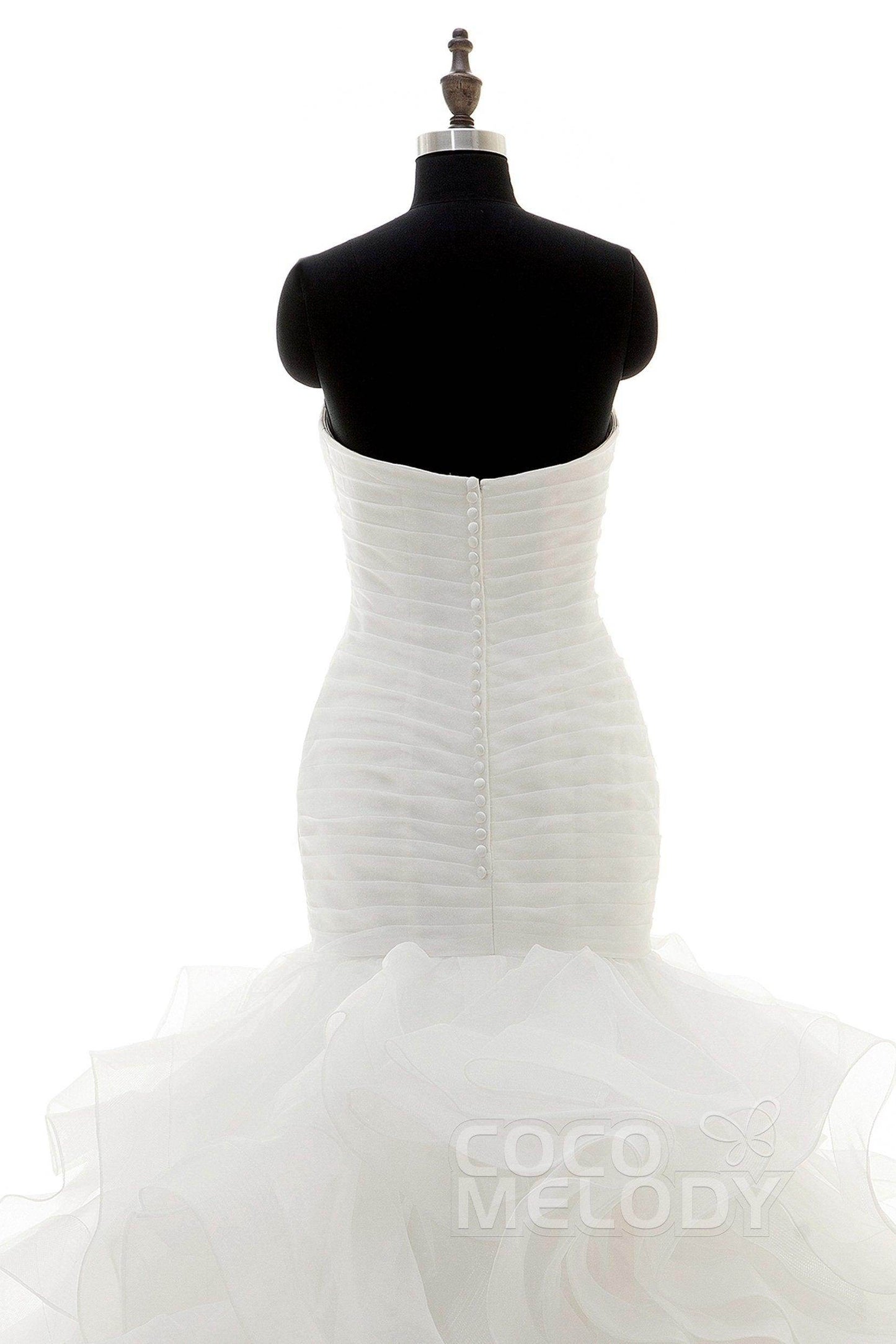 Trumpet-Mermaid Court Train Organza Wedding Dress LD3817 - COCOMELODY